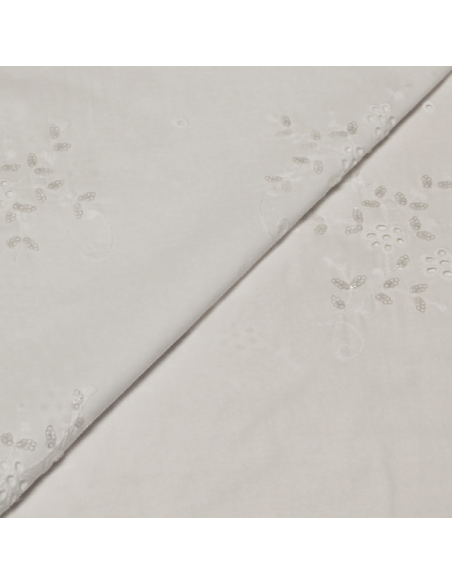Broderie anglaise 100% coton - Fleuri banc optique à sequin