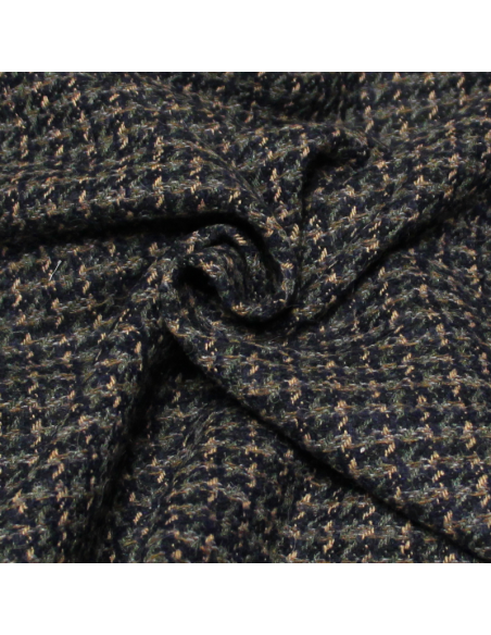 Tweed de laine - Bleu, vert & beige