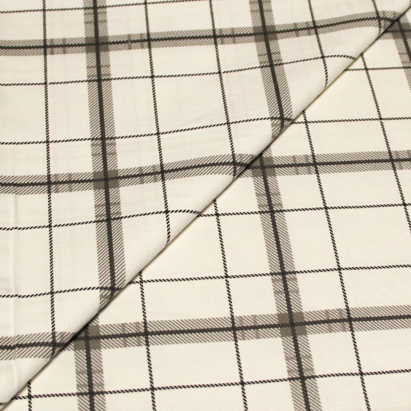 Velours côtelé babycord - Carreaux gris
