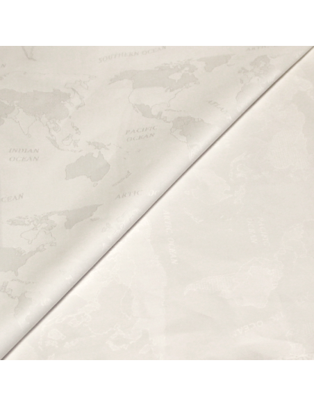 Bazin 100% coton - Carte du monde blanc optique