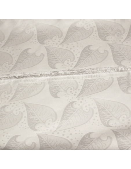 Bazin 100% coton - Feuille blanc optique