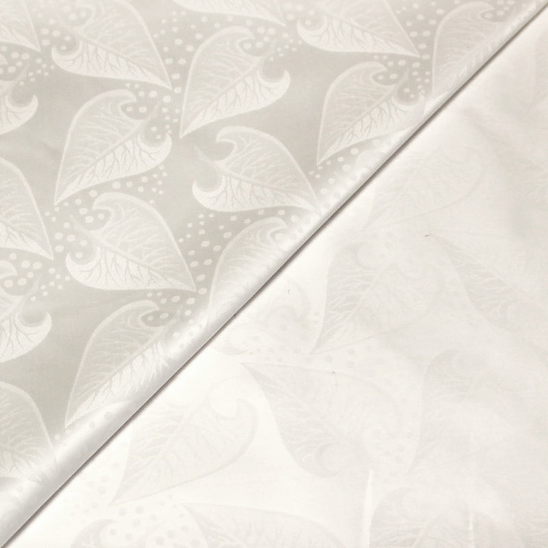 Bazin 100% coton - Feuille blanc optique