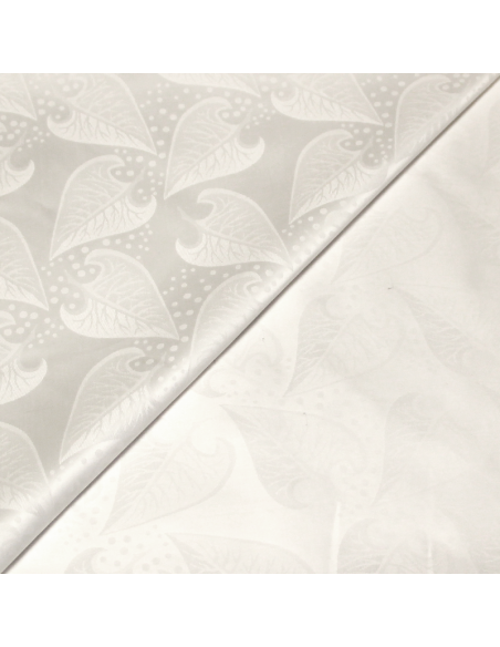 Bazin 100% coton - Feuille blanc optique