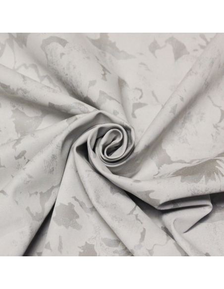 Gabardine coton & élasthanne - Floral gris brillant
