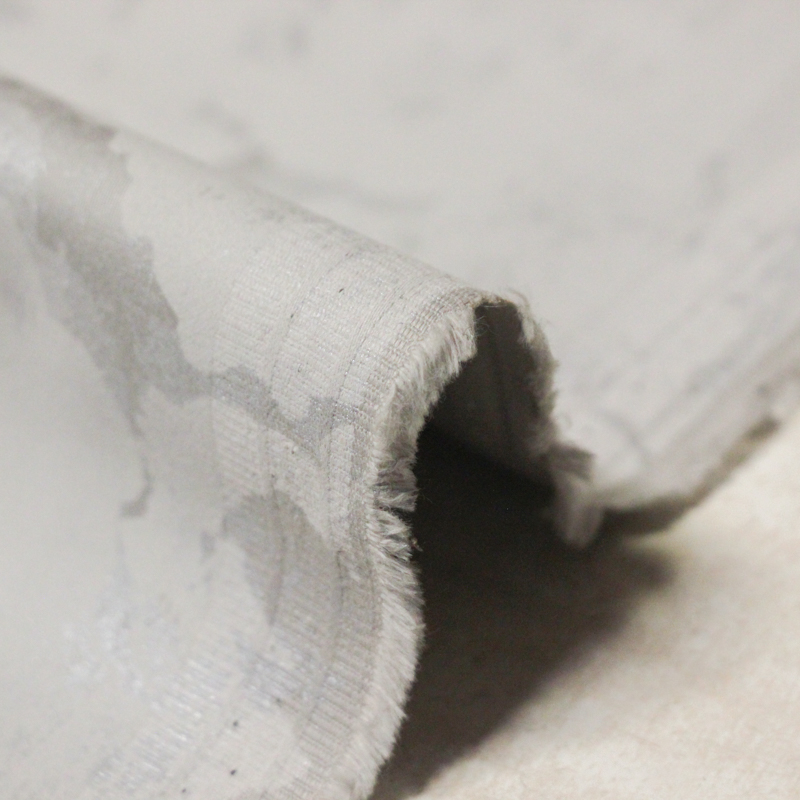 Gabardine coton & élasthanne - Floral gris brillant