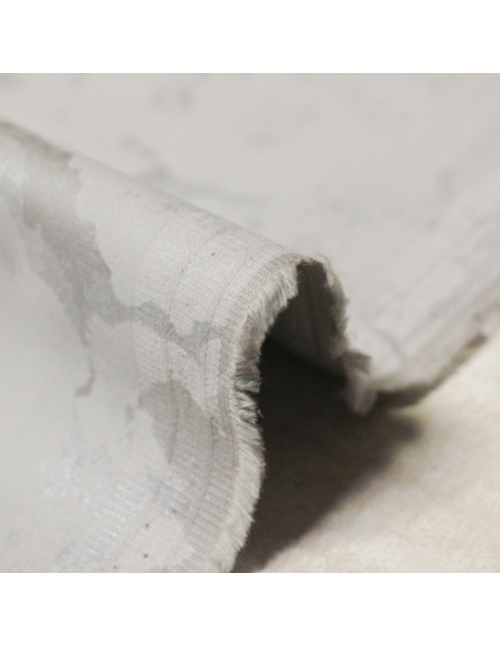 Gabardine coton & élasthanne - Floral gris brillant