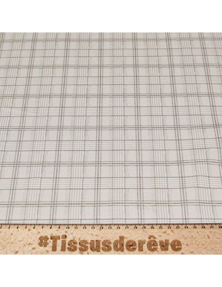 Gabardine coton & élasthanne - Prince-de-Galles gris