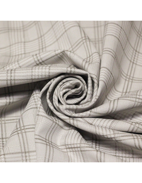 Gabardine coton & élasthanne - Prince-de-Galles gris