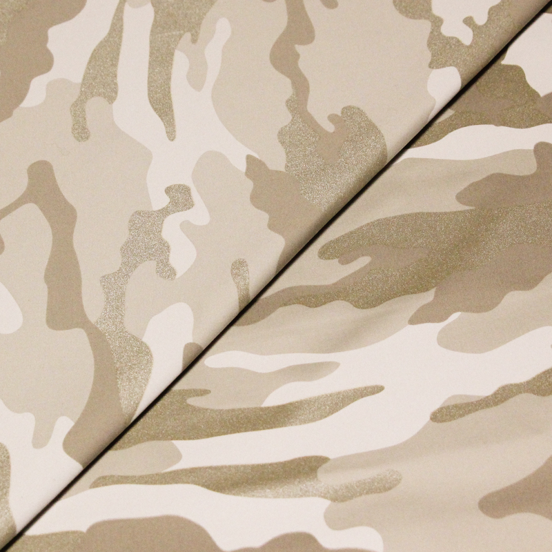 Gabardine coton & élasthanne - Militaire beige brillant