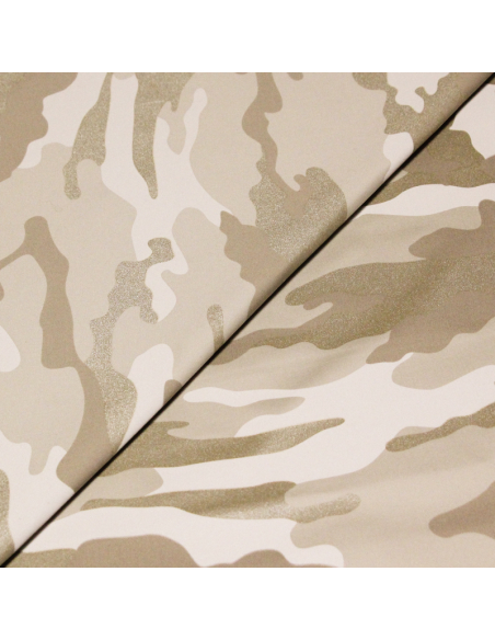Gabardine coton & élasthanne - Militaire beige brillant