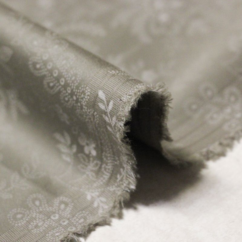 Gabardine coton & élasthanne - Arabesque florales beiges