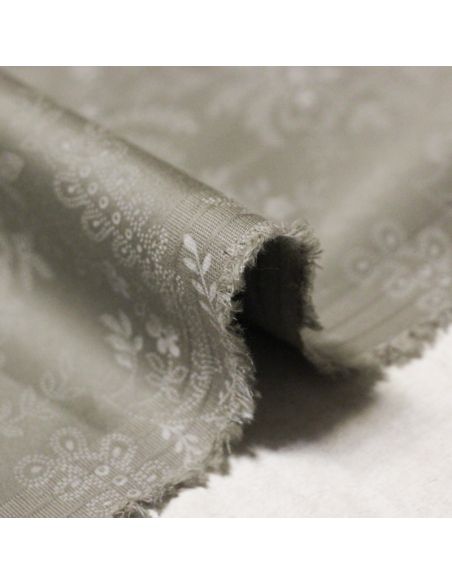 Gabardine coton & élasthanne - Arabesque florales beiges