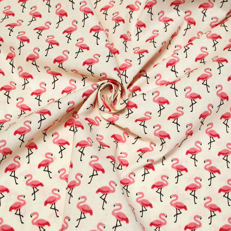 Cretonne 100% coton - Flamant rose
