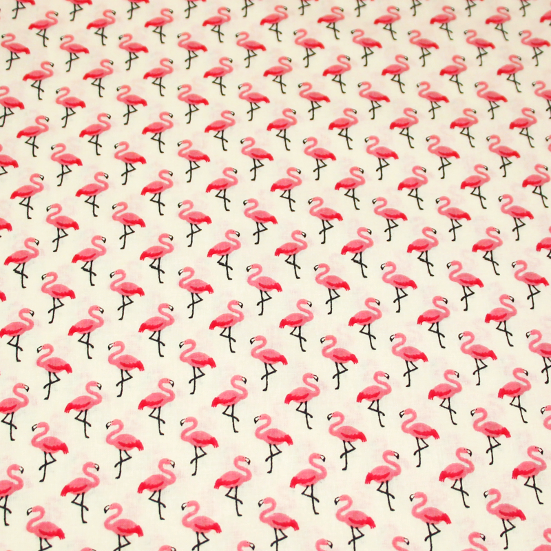 Cretonne 100% coton - Flamant rose