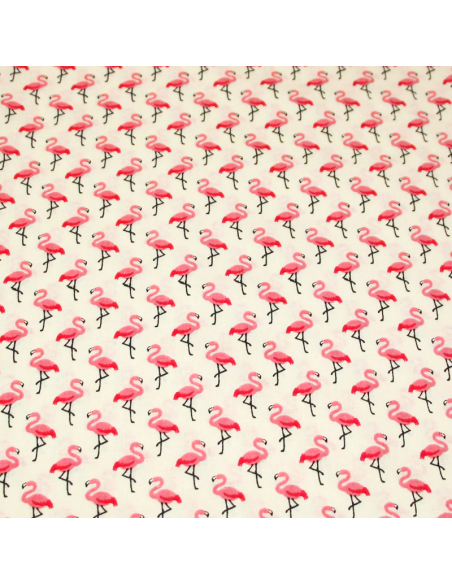 Cretonne 100% coton - Flamant rose