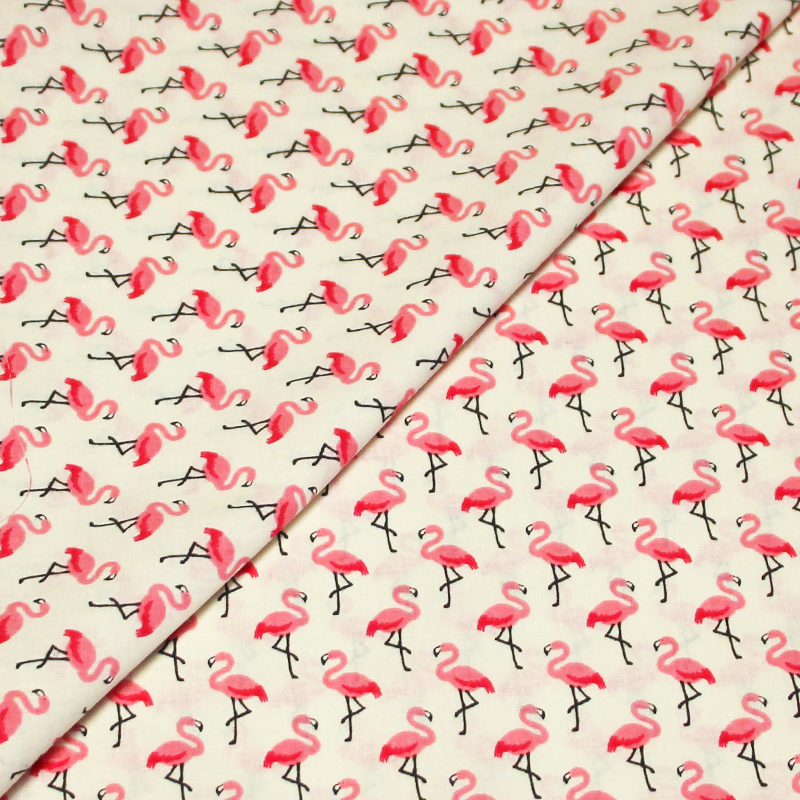 Cretonne 100% coton - Flamant rose