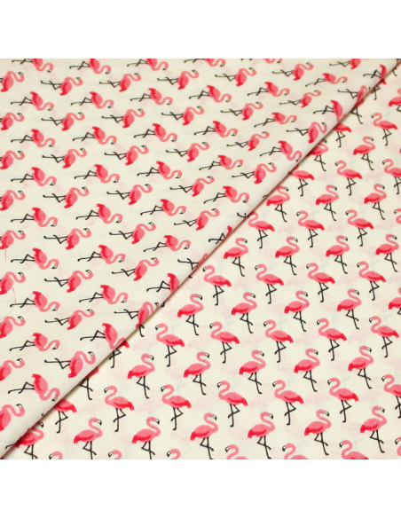 Cretonne 100% coton - Flamant rose
