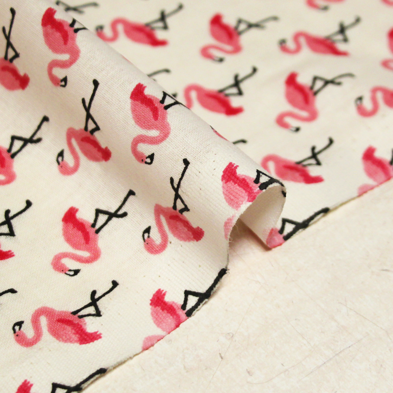 Cretonne 100% coton - Flamant rose