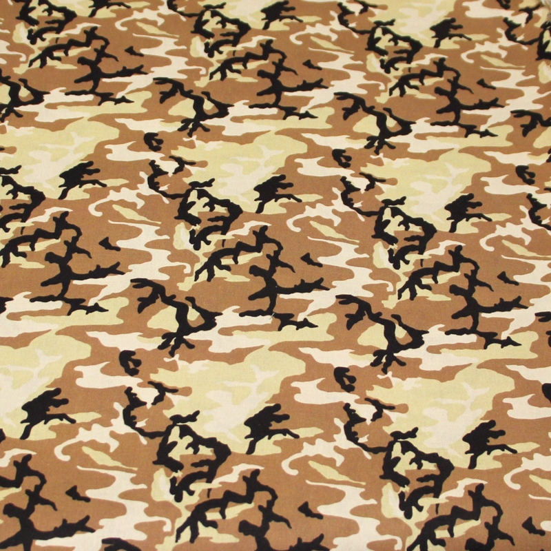 Cretonne 100% coton - Camouflage beige