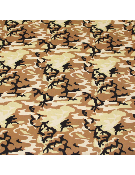 Cretonne 100% coton - Camouflage beige
