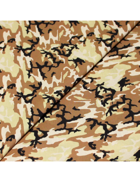 Cretonne 100% coton - Camouflage beige