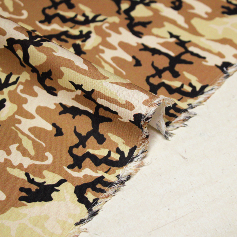 Cretonne 100% coton - Camouflage beige