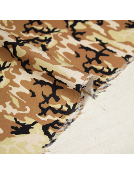 Cretonne 100% coton - Camouflage beige