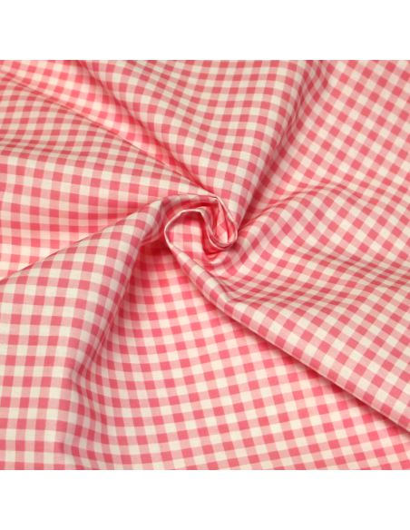 Cretonne 100% coton - Vichy rose
