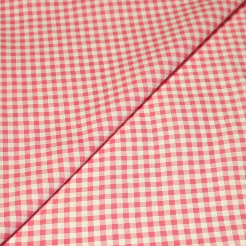 Cretonne 100% coton - Vichy rose