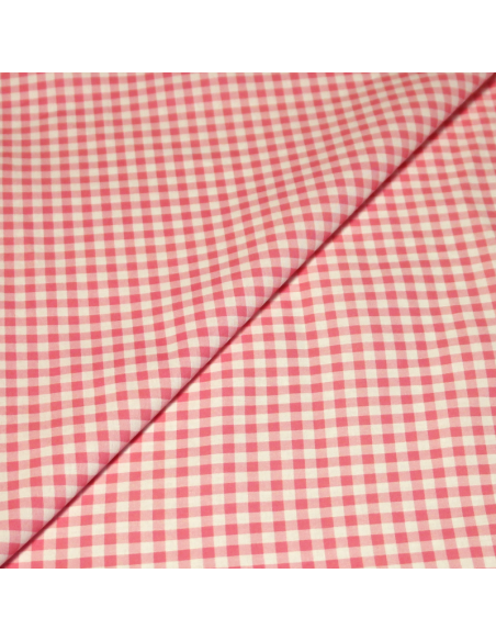 Cretonne 100% coton - Vichy rose