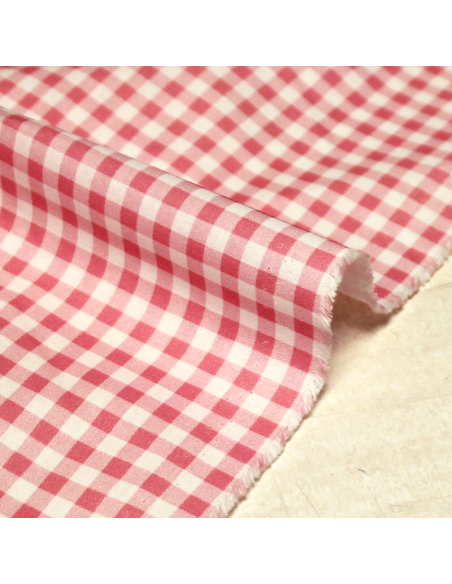 Cretonne 100% coton - Vichy rose