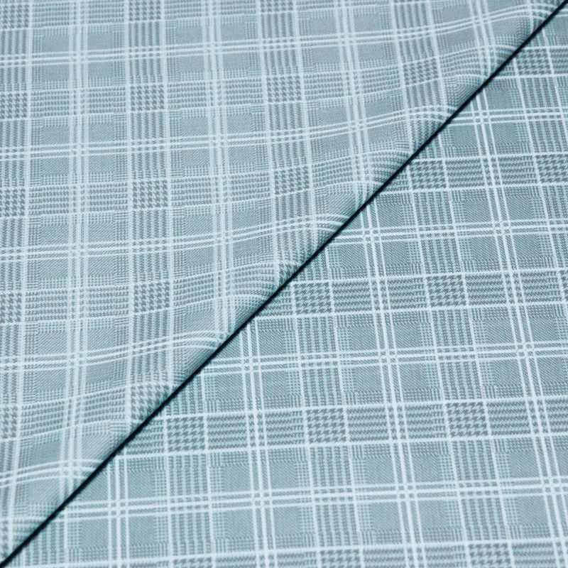 Gabardine sergé croisé coton & élasthanne - Carreaux bleus