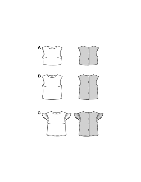 Patron Burda 5727 - Top ajusté à épaules tombantes