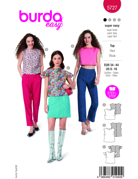 Patron Burda 5727 - Top ajusté à épaules tombantes