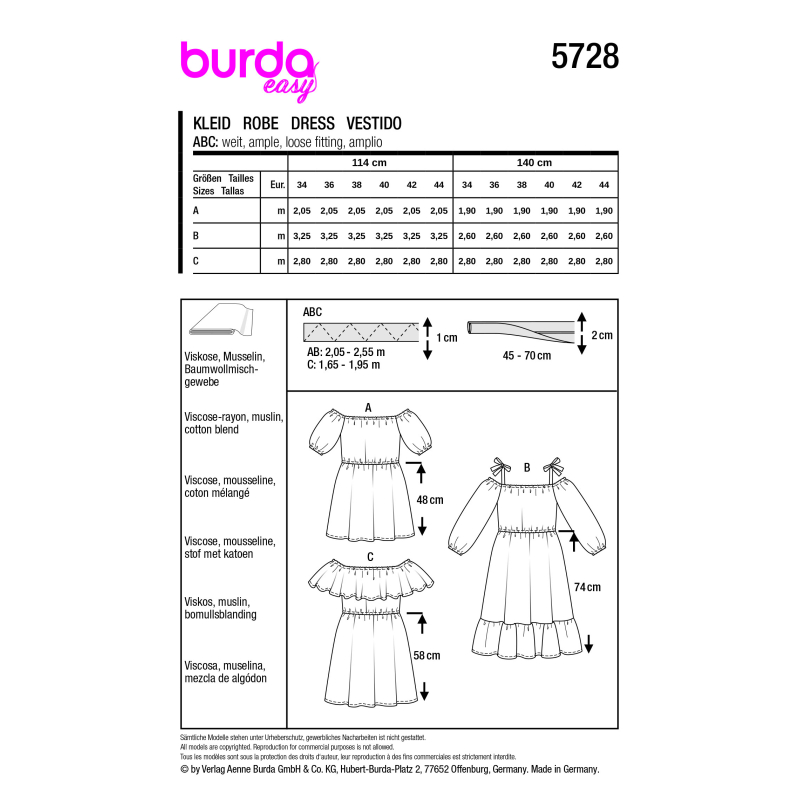 Patron Burda 5728 - Robe d'été polyvalente