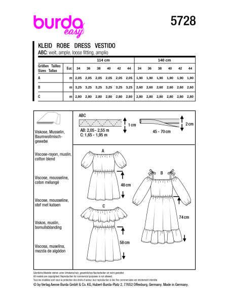 Patron Burda 5728 - Robe d'été polyvalente