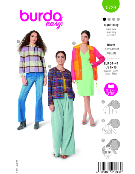 Patron Burda 5729 - Blazer et veste pour femme