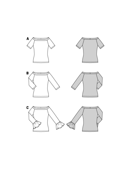 Patron Burda 5730 - Top féminin polyvalent