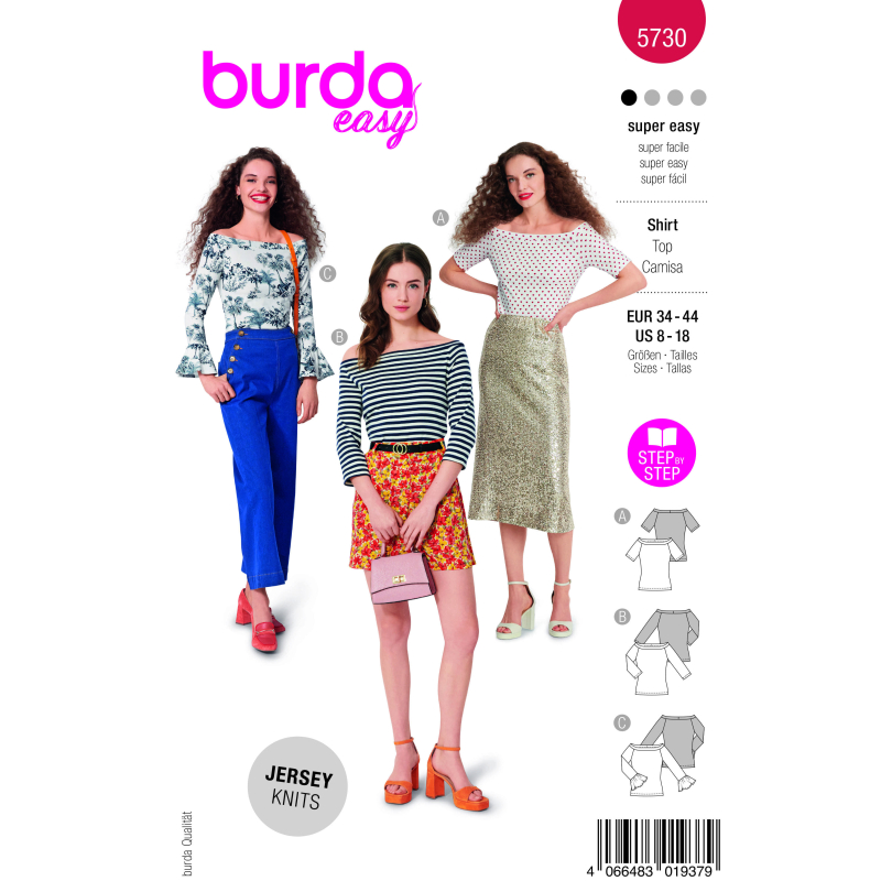Patron Burda 5730 - Top féminin polyvalent