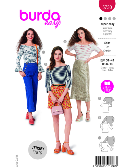 Patron Burda 5730 - Top féminin polyvalent