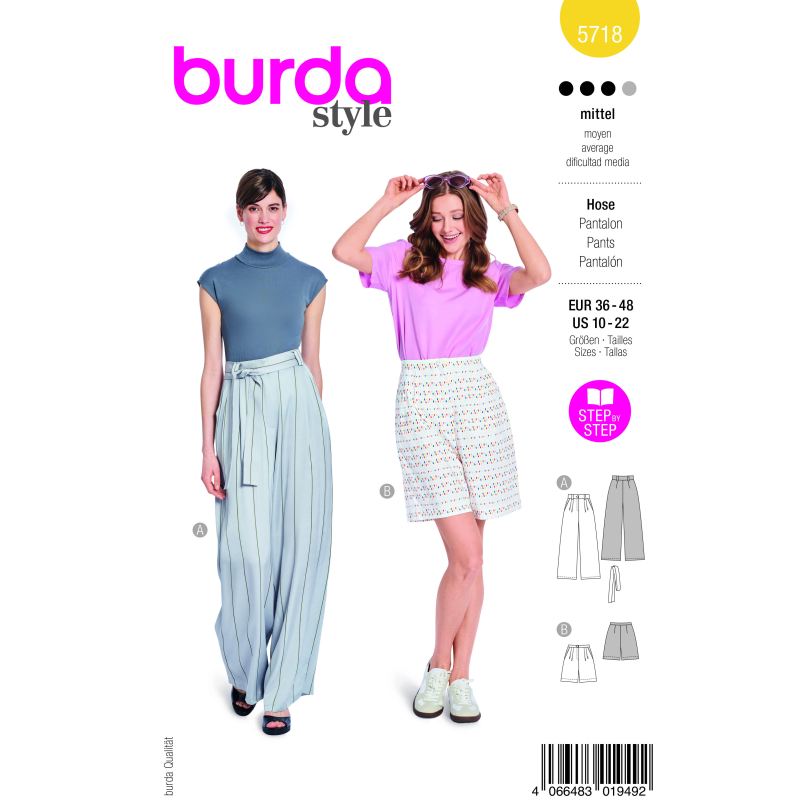 Patron Burda 5718 - Pantalon Marlene et Short stylé
