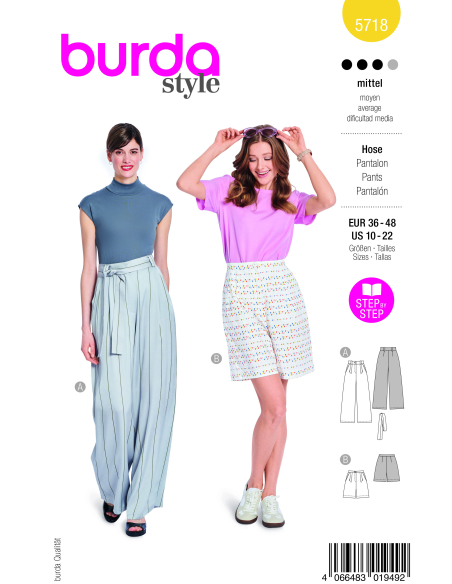 Patron Burda 5718 - Pantalon Marlene et Short stylé