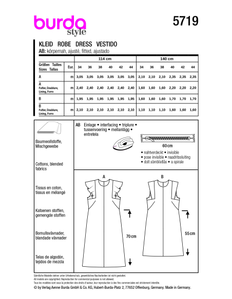Patron Burda 5719 - Robe féminine polyvalente