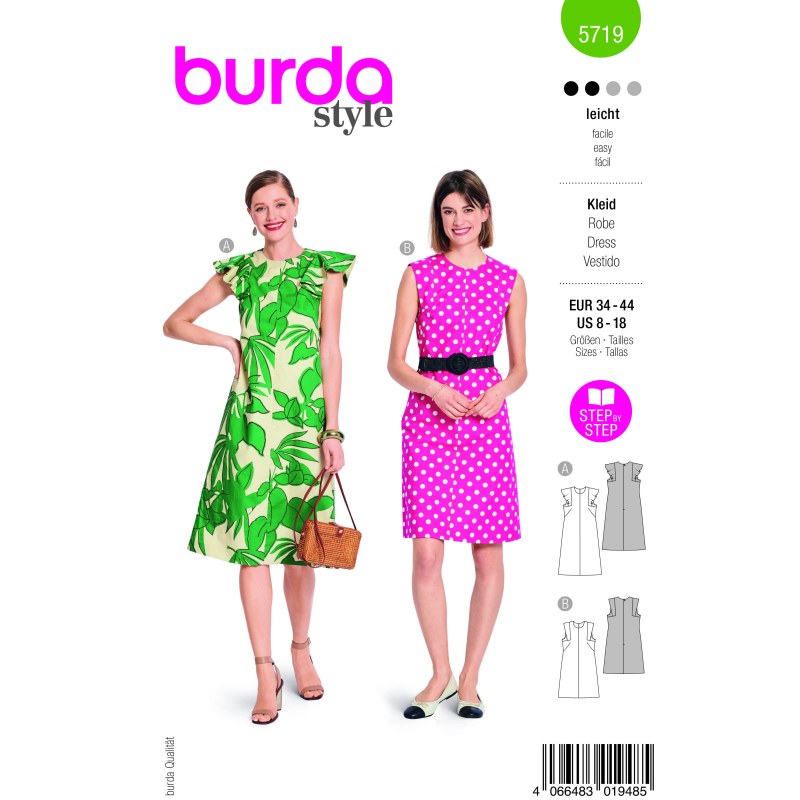 Patron Burda 5719 - Robe féminine polyvalente