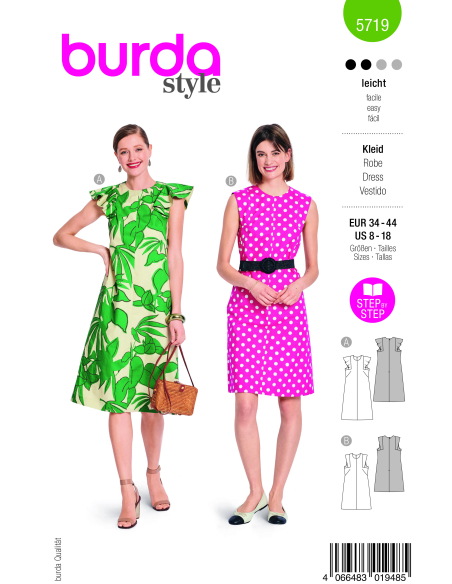 Patron Burda 5719 - Robe féminine polyvalente