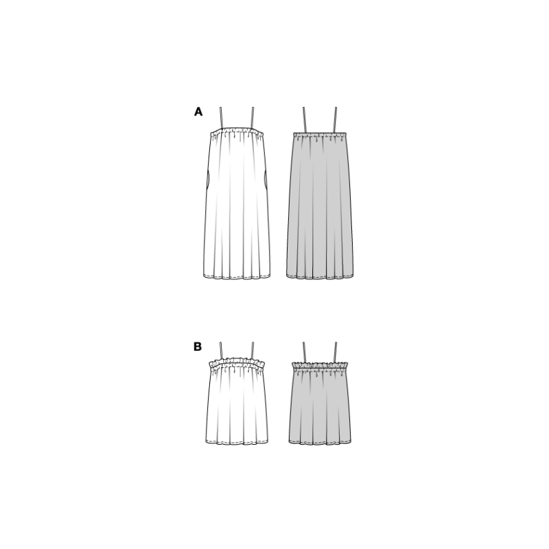 Patron Burda 5721 - Robe et top à encolure élastiquée