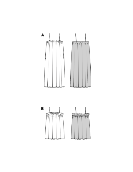 Patron Burda 5721 - Robe et top à encolure élastiquée