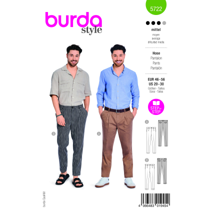 Patron Burda 5722 - Pantalon classique pour hommes