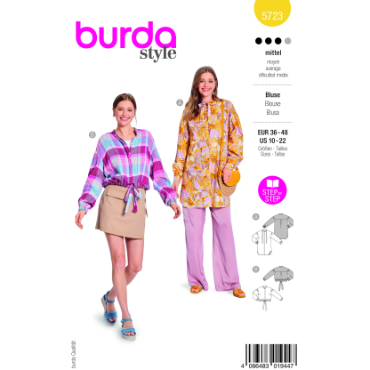 Patron Burda 5723 - Blouse à nouer au col ou en bas