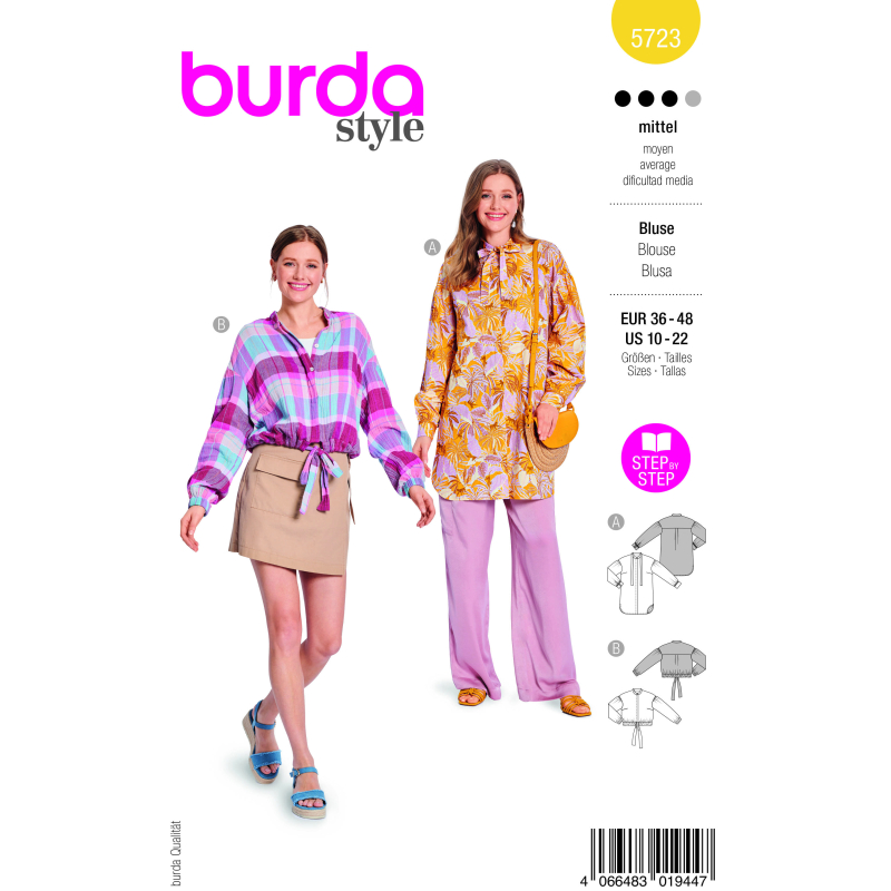 Patron Burda 5723 - Blouse à nouer au col ou en bas